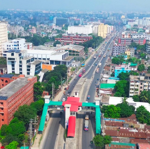 পাখির চোখে জাতীয় বিশ্ববিদ্যালয় বিআরটি স্টেশন। গাজীপুর, বাংলাদেশ।