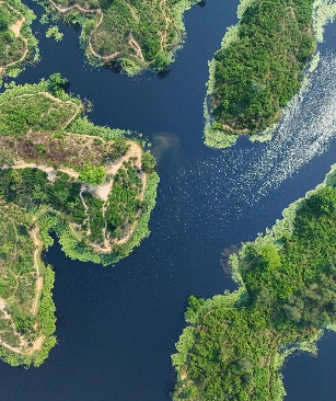 পাখির চৌখে কাপ্তাই লেকের মনোমুগ্ধকর পরিবেশের সুন্দর দৃশ্য।