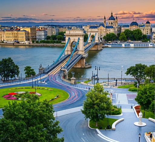 Historic Chain Bridge in Budapest, Hungary!