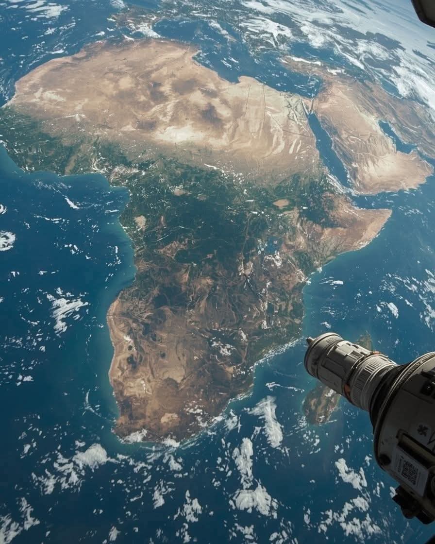 Earth from space, specifically the African continent, taken from the International Space Station (ISS)