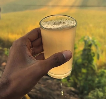 শীতের সকালে এক গ্লাস খেজুর গাছের মজাদার রস।