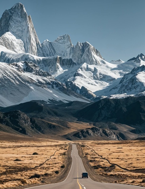🛣️ Mountain highway at Torres Peak, Chile!