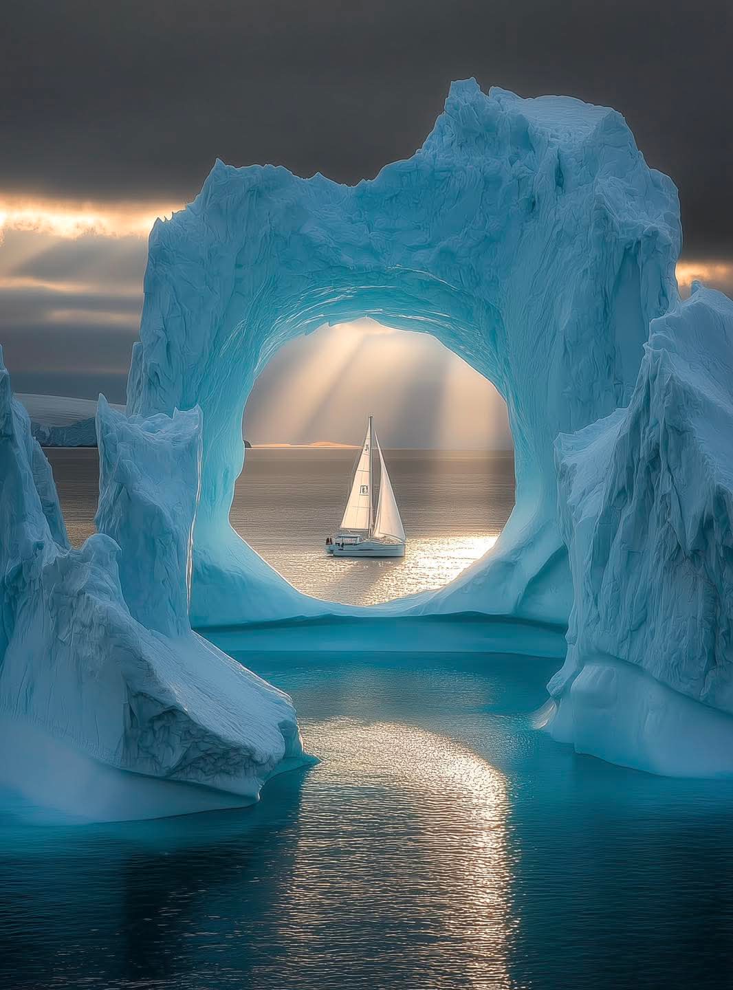 Sailing through a perfect window of blue ice ⛵️🧊😮
Ilulissat, Greenland 🇬🇱