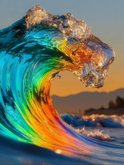 A wave curled into liquid rainbow glass 🌈🌊✨
Laguna Beach, California, USA 🇺🇸