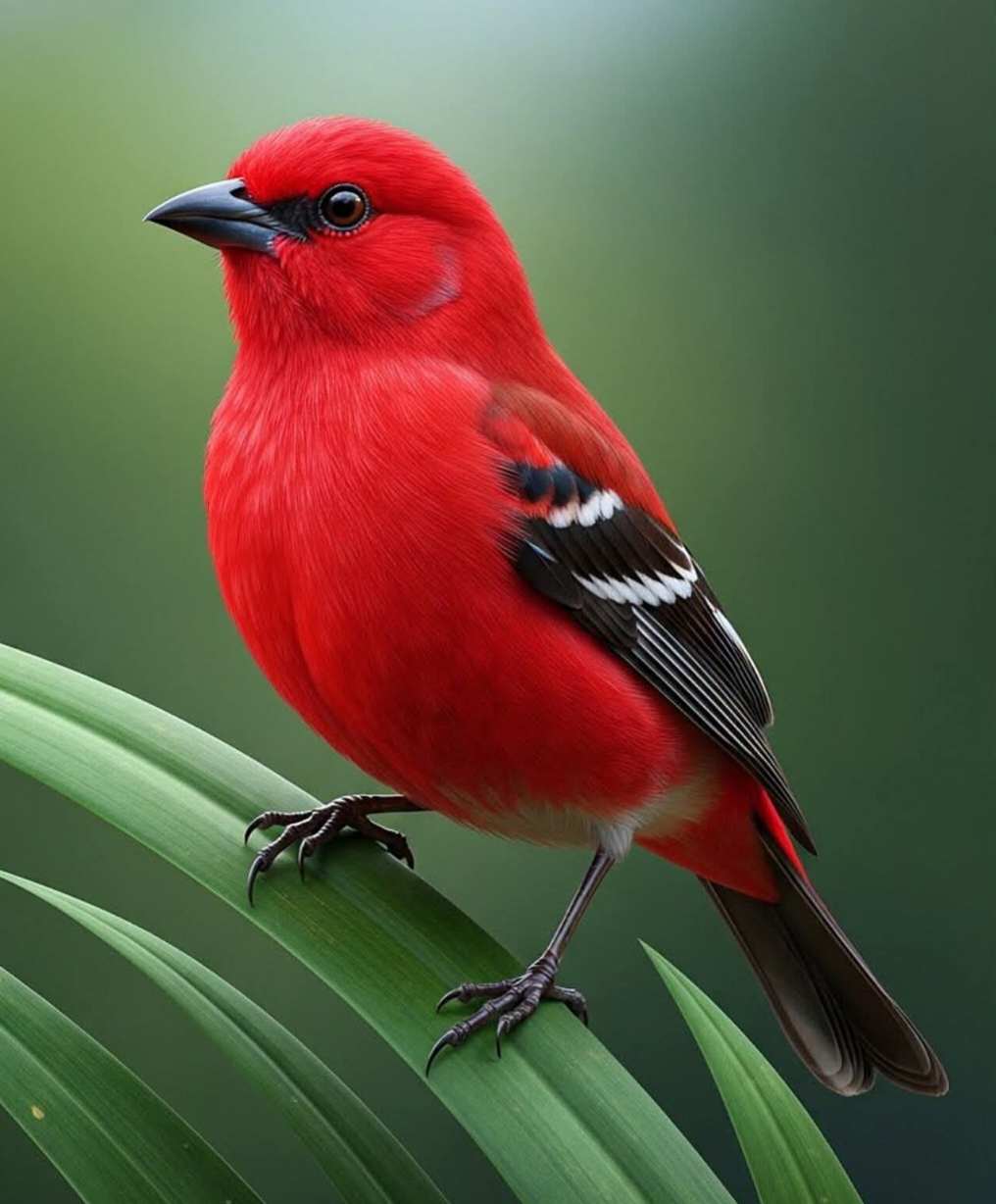 That's a White-winged Tanager - *Piranga leucoptera*

The one in your photo is a male - brilliant scarlet-red body, black beak, and black wings/tail with two distinct white wing-bars.😍