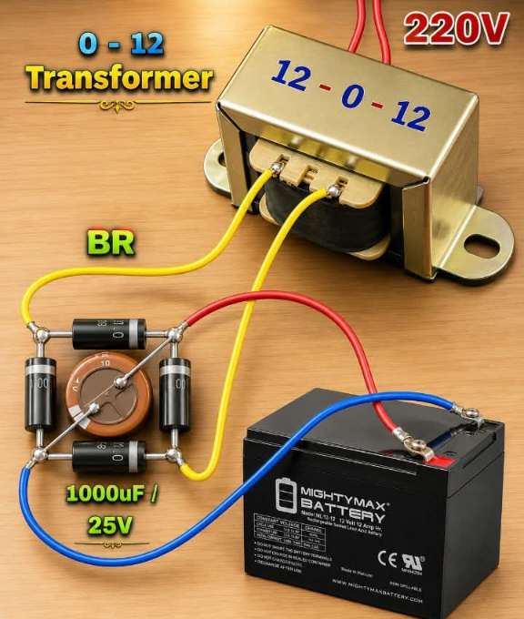 220v AC to 12v DC circuit/12v Battery Charger