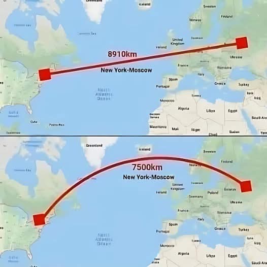 Why are airplane routes curved and not straight?