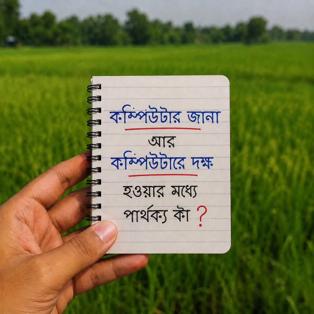 কম্পিউটার জানা আর কম্পিউটারে দক্ষ হওয়ার মধ্যে পার্থক্য কি? 