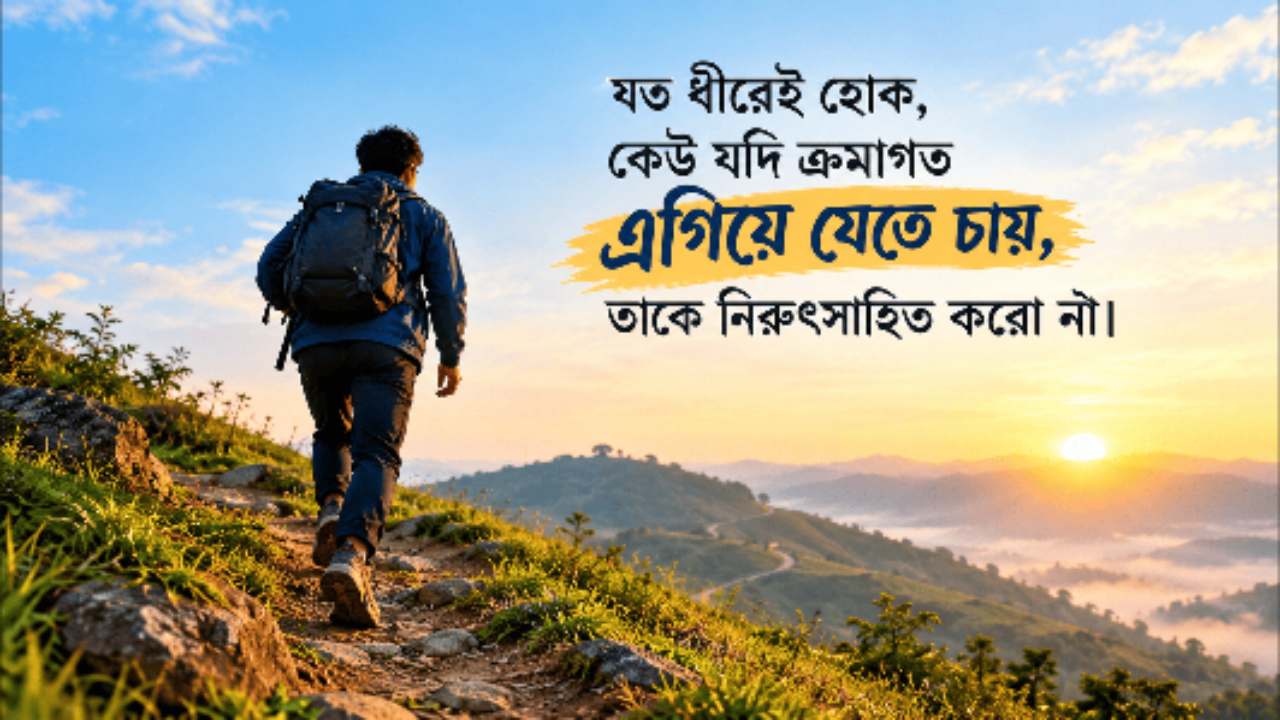 শিরোনাম: ধীরে হলেও এগিয়ে চলুন, থেমে যাবেন না
